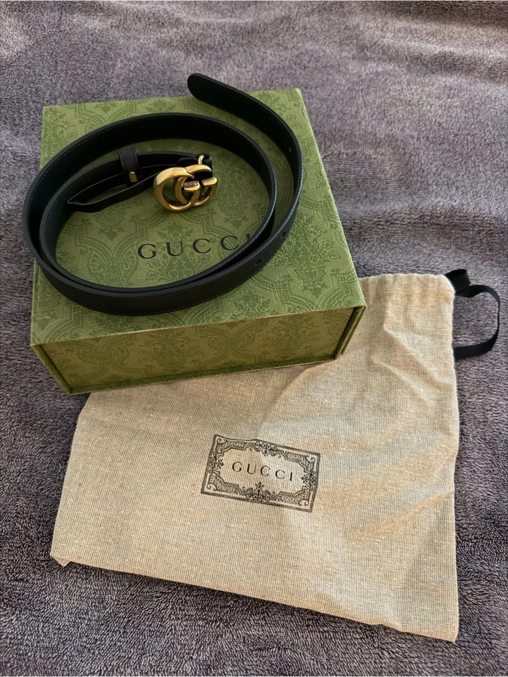 Gucci Black Leather Belt with Gold Double G Buckle